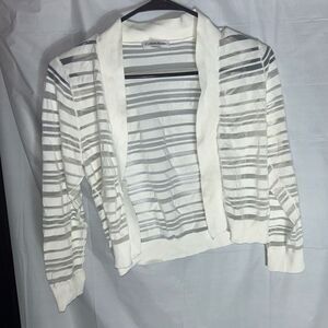 Calvin Klein Womens Sheer White Striped Sweater Size Small